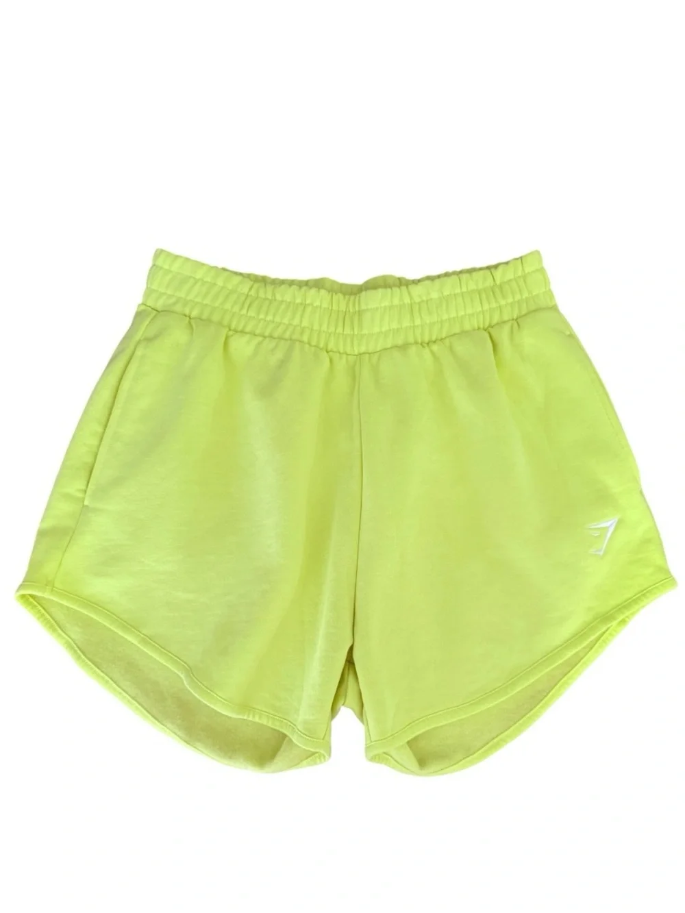 Gymshark Women’s Neon Yellow High-Waist Lounge Shorts Size Medium